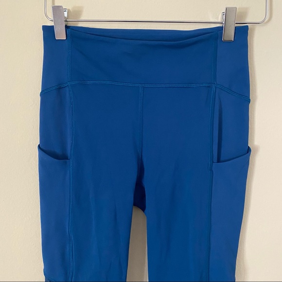 Lululemon | Women's Teal Cropped Running Tights Pockets Mesh Inset - Size 4 - Picture 5 of 9